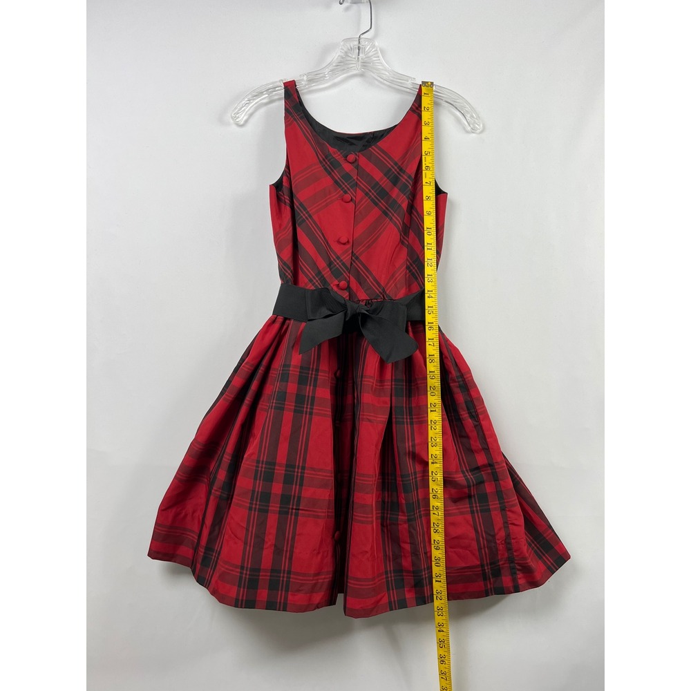 Polo Ralph Lauren Plaid Dress Girls 14 Red Black Tartan Holiday Fit Flare Bow - Picture 5 of 14